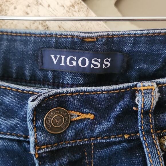 Vigoss Women's Marley Mid-Rise Jagger Skinny Destructed Denim Jeans Classic Fit - Picture 8 of 10